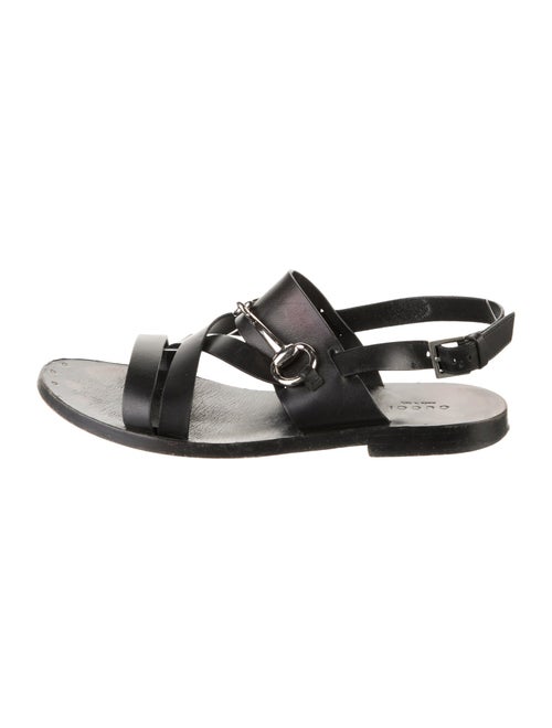 Gucci Horsebit Accent Leather Slingback Sandals