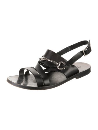Gucci Horsebit Accent Leather Slingback Sandals