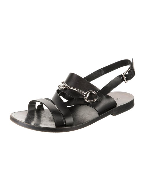 Gucci Horsebit Accent Leather Slingback Sandals