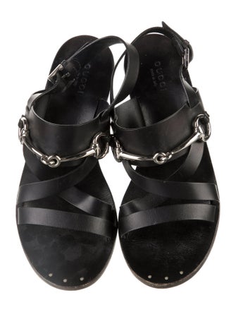 Gucci Horsebit Accent Leather Slingback Sandals