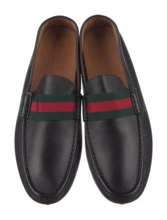 Gucci Web Accent Leather Drivers
