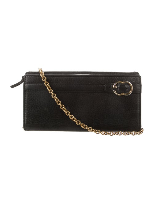 Gucci Double G Logo Leather Wristlet