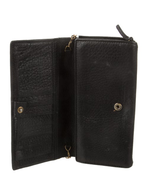 Gucci Double G Logo Leather Wristlet