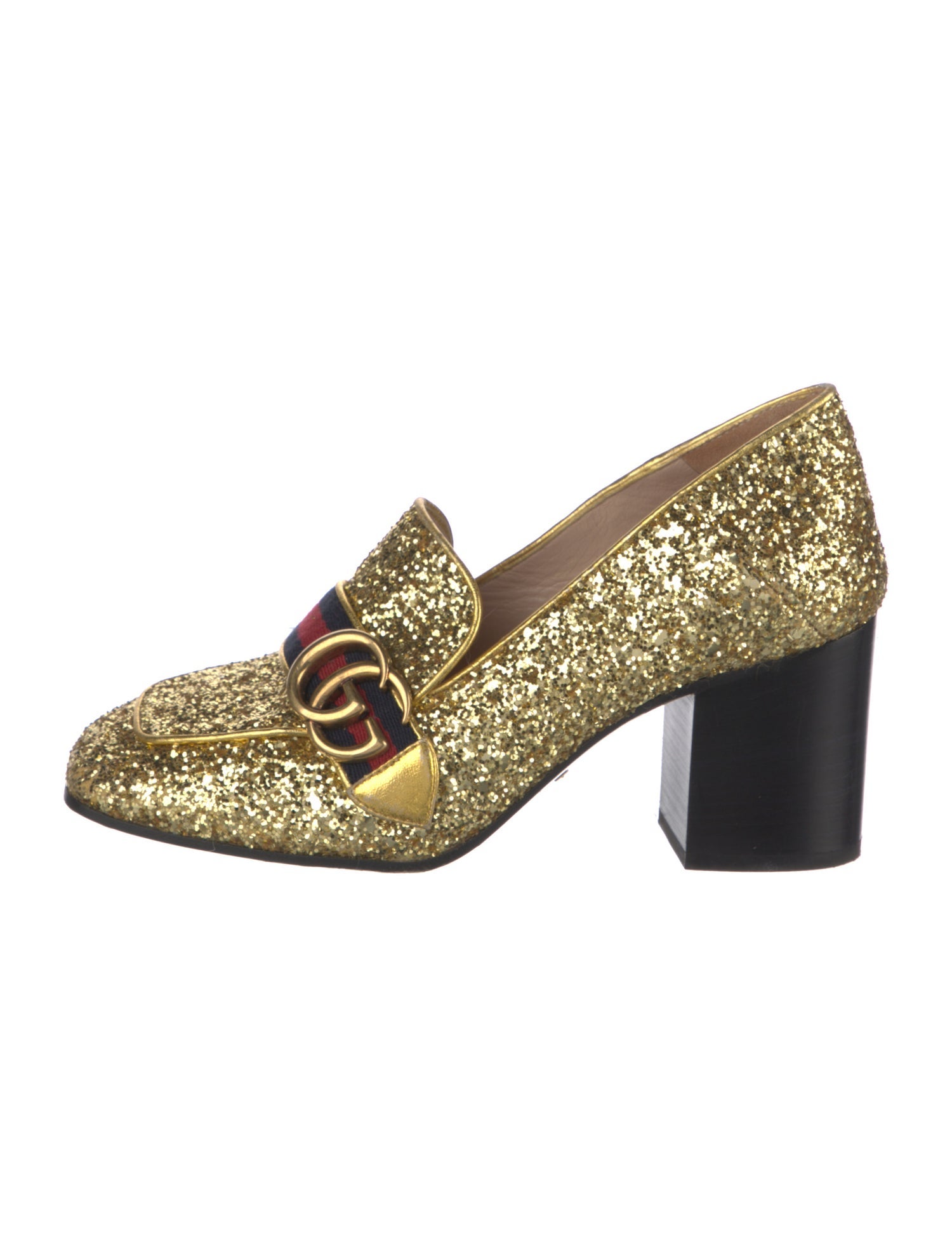 Gucci Double G Logo Glitter Pumps