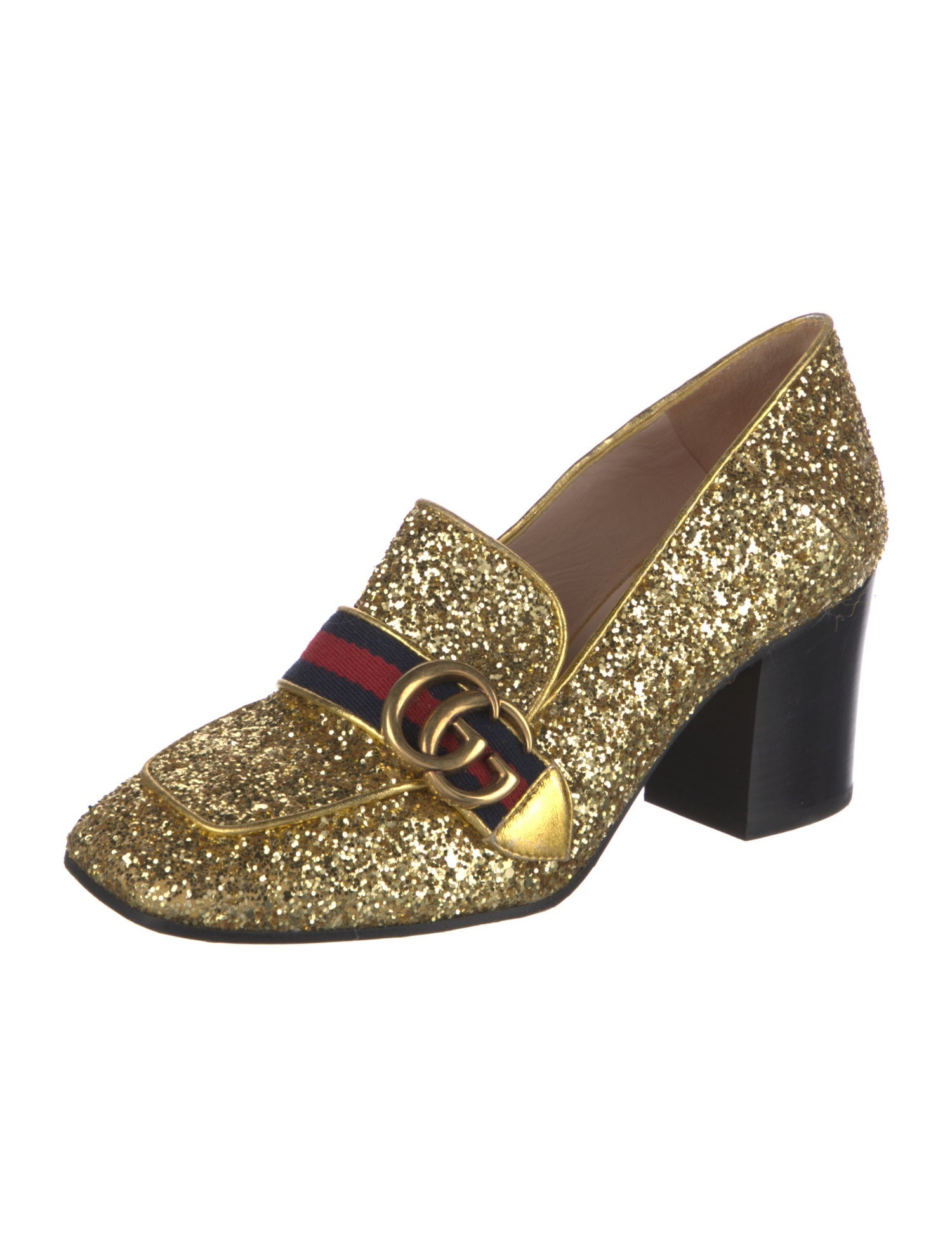 Gucci Double G Logo Glitter Pumps