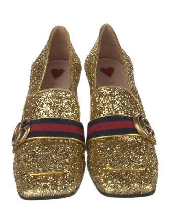 Gucci Double G Logo Glitter Pumps