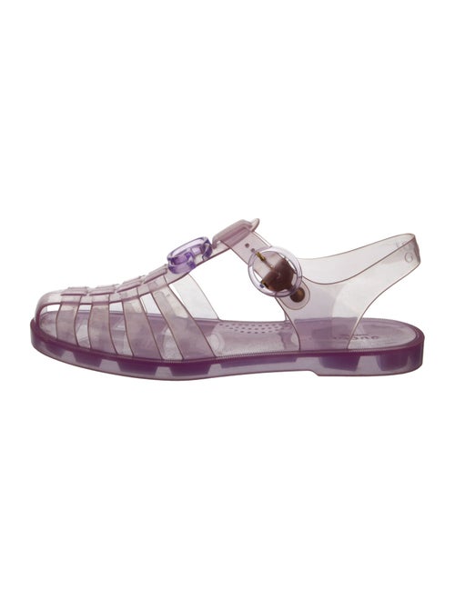 Gucci Double G Logo Rubber T-Strap Sandals