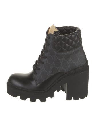 Gucci Leather Trim Embellishment Combat Boots