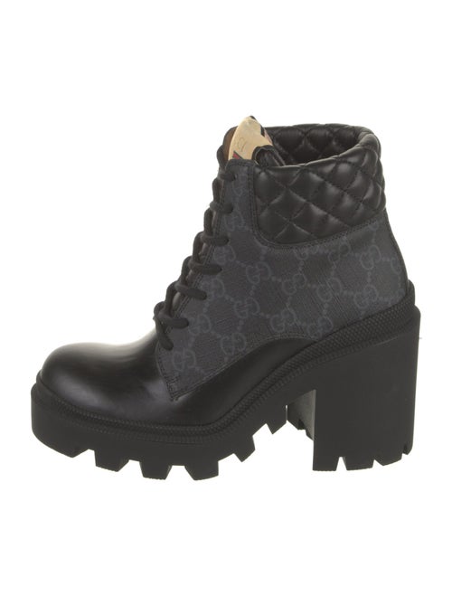 Gucci Leather Trim Embellishment Combat Boots