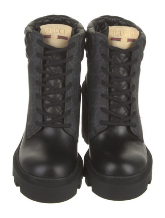 Gucci Leather Trim Embellishment Combat Boots