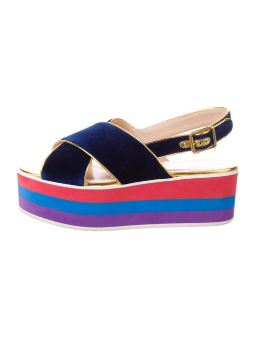 Gucci Velvet Colorblock Pattern Slingback Sandals