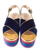 Gucci Velvet Colorblock Pattern Slingback Sandals