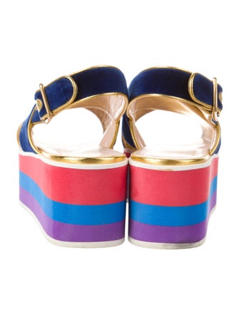 Gucci Velvet Colorblock Pattern Slingback Sandals