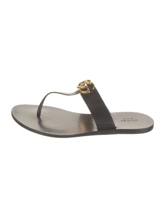 Gucci Interlocking G Logo Leather Flip Flops