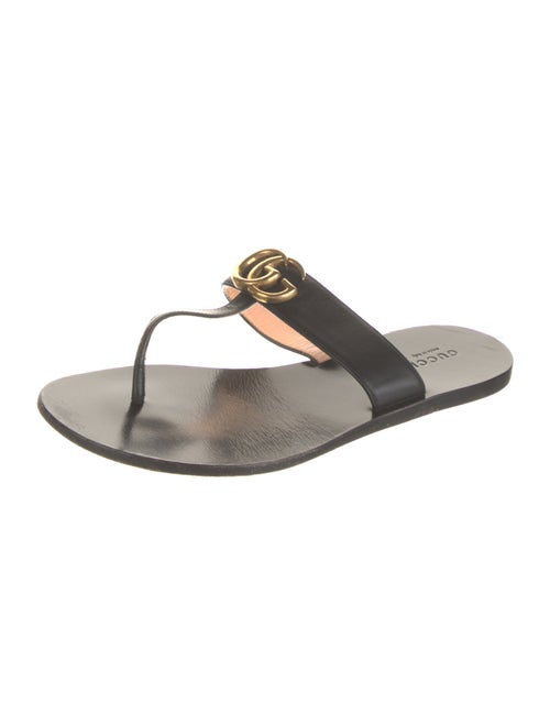 Gucci Interlocking G Logo Leather Flip Flops