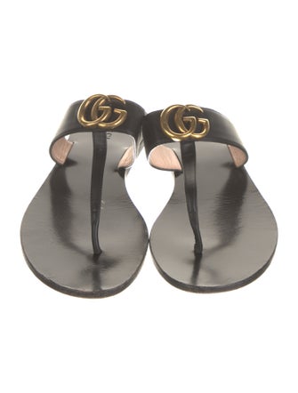 Gucci Interlocking G Logo Leather Flip Flops