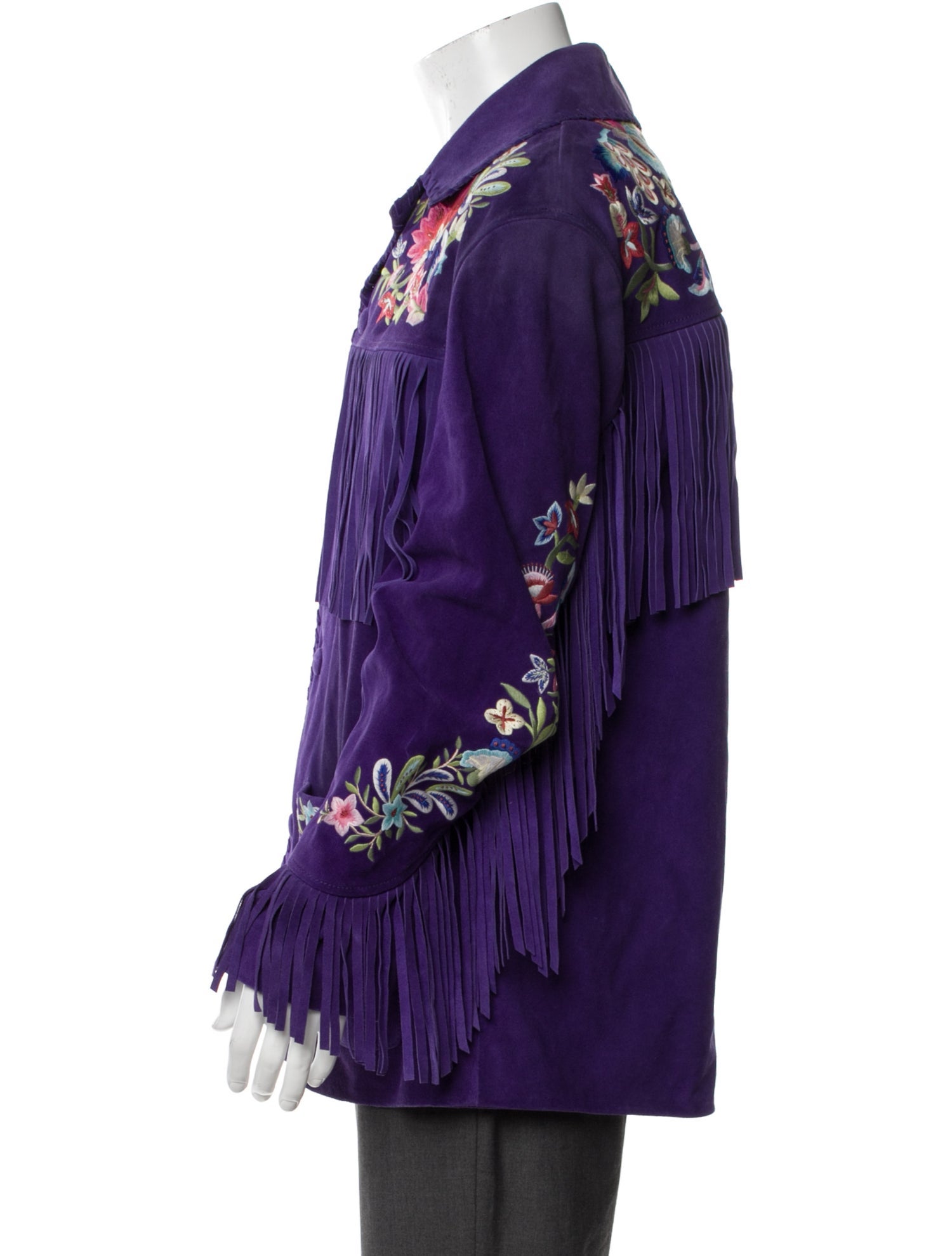 Gucci Leather Floral Print Utility Jacket