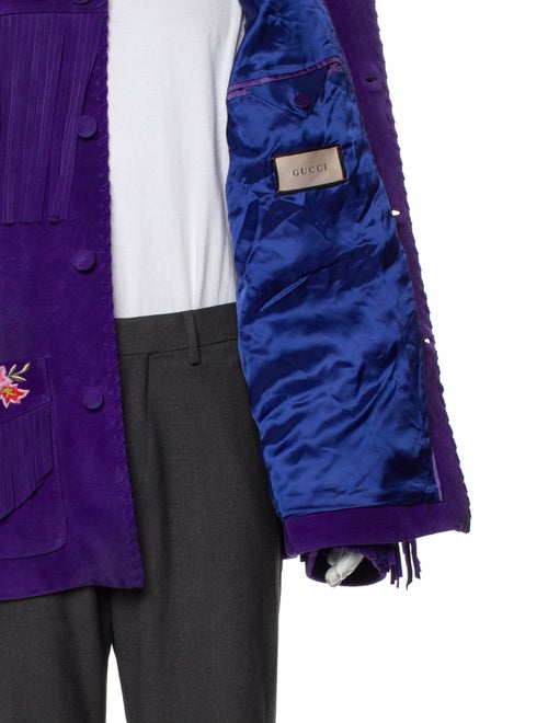 Gucci Leather Floral Print Utility Jacket