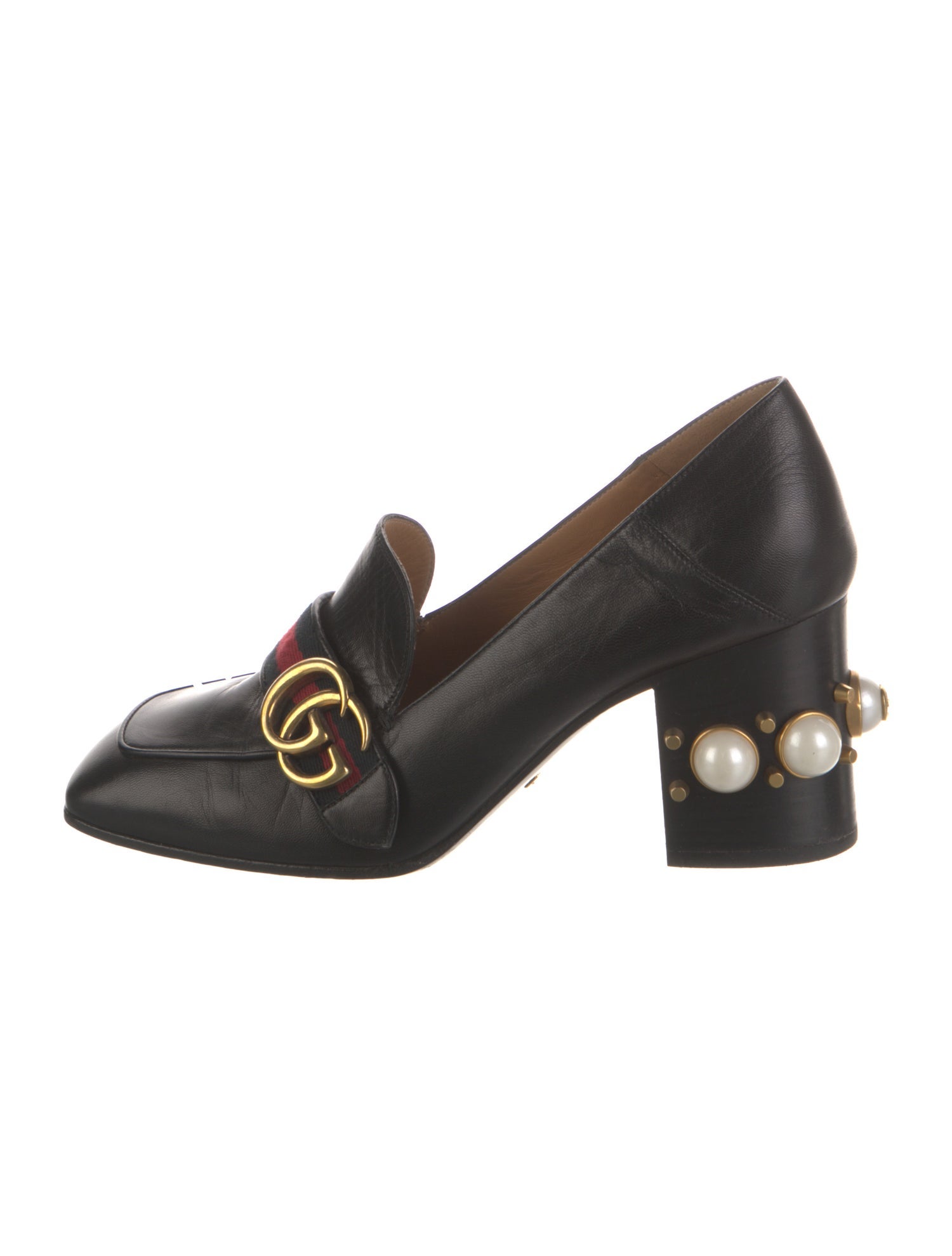 Gucci Double G Logo Leather Pumps