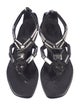 Gucci Leather Beaded Accents T-Strap Sandals
