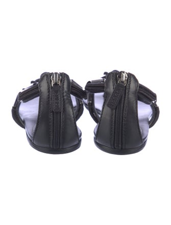 Gucci Leather Beaded Accents T-Strap Sandals