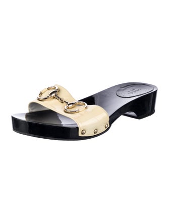 Gucci Horsebit Accent Patent Leather Slides