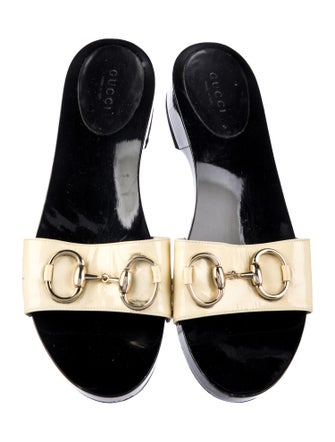 Gucci Horsebit Accent Patent Leather Slides