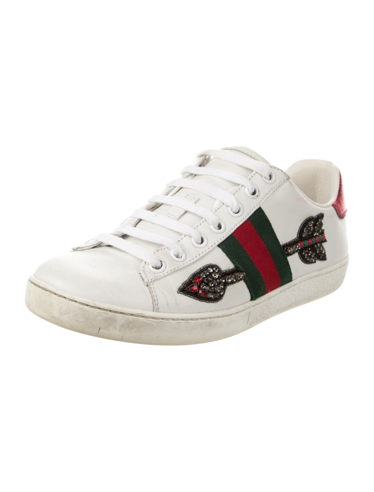 Gucci Web Accent Leather Sneakers