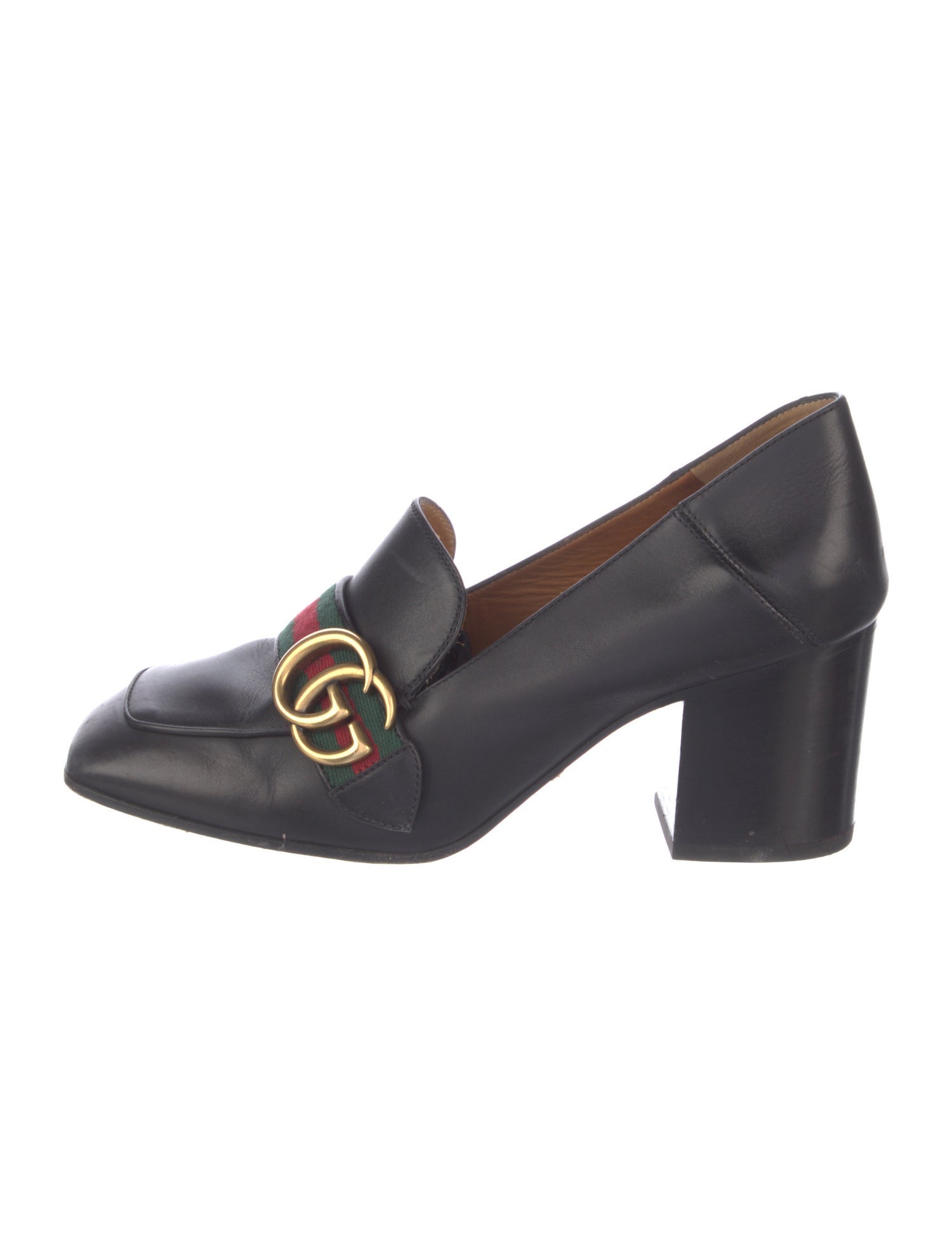Gucci Web Accent Leather Pumps