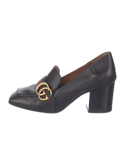 Gucci Web Accent Leather Pumps