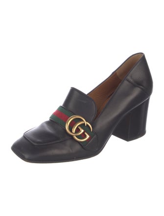 Gucci Web Accent Leather Pumps