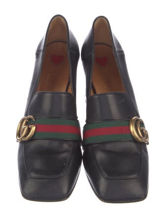Gucci Web Accent Leather Pumps