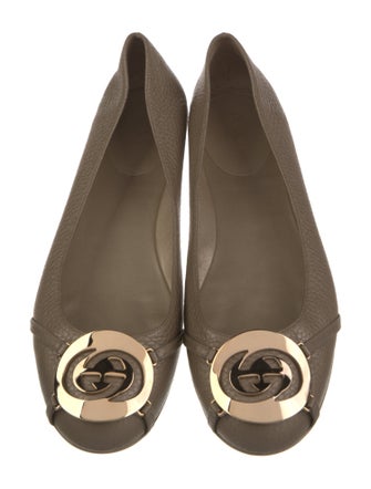 Gucci Double G Logo Leather Ballet Flats