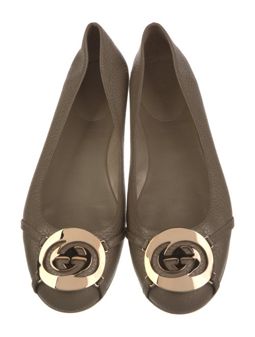 Gucci Double G Logo Leather Ballet Flats