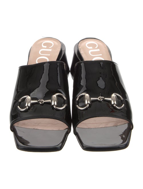 Gucci Horsebit Accent Patent Leather Slides