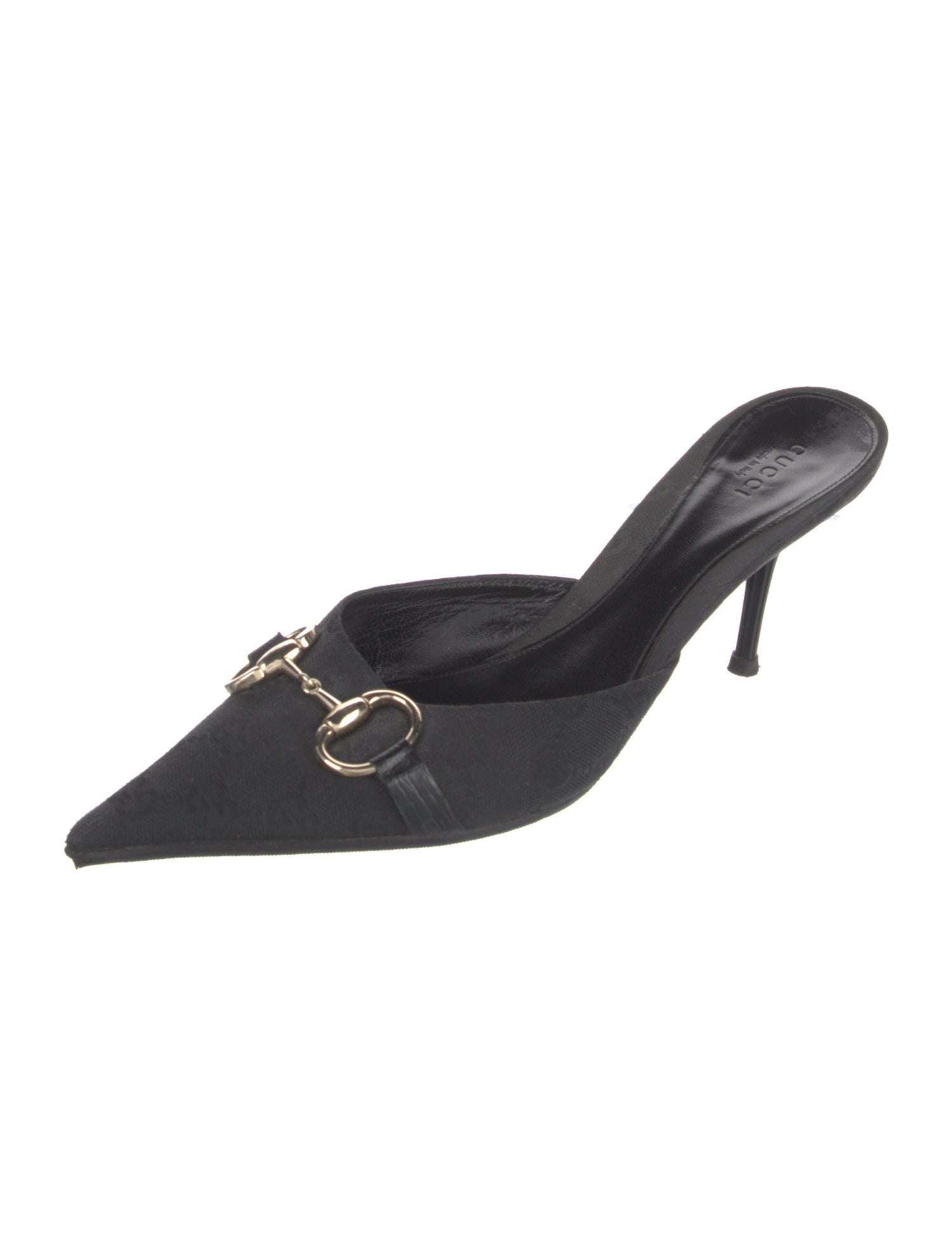 Gucci Horsebit Accent Canvas Mules