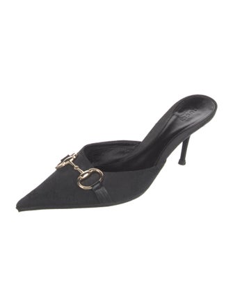 Gucci Horsebit Accent Canvas Mules