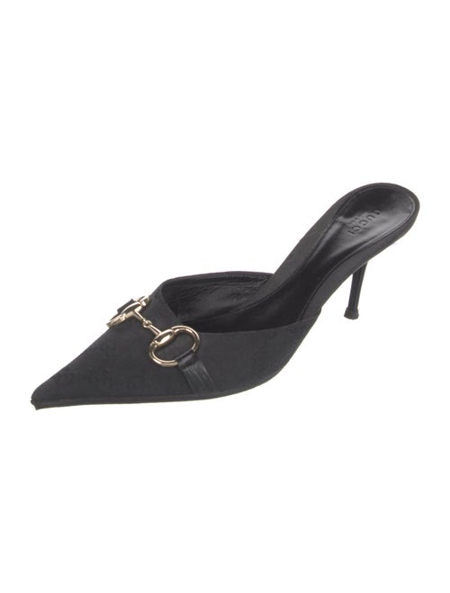 Gucci Horsebit Accent Canvas Mules