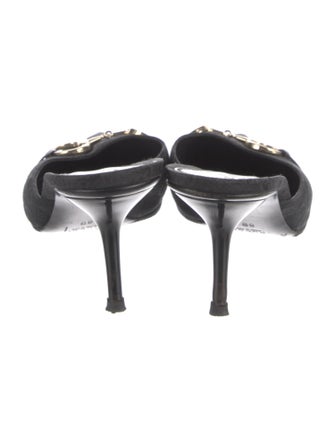 Gucci Horsebit Accent Canvas Mules