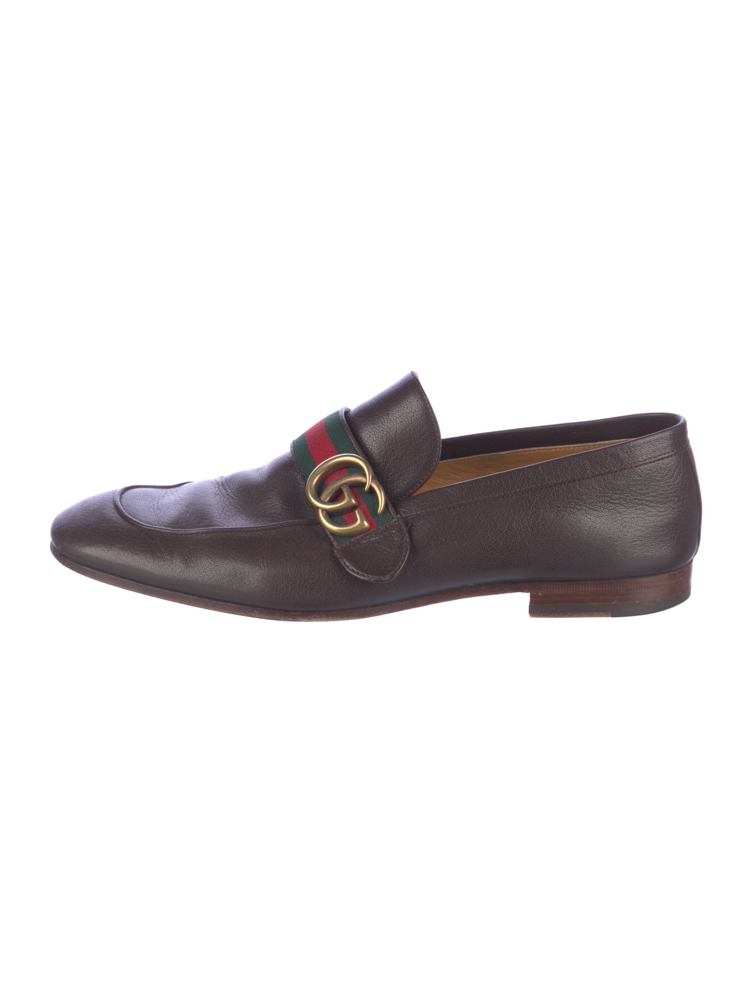 Gucci Web Accent Leather Dress Loafers