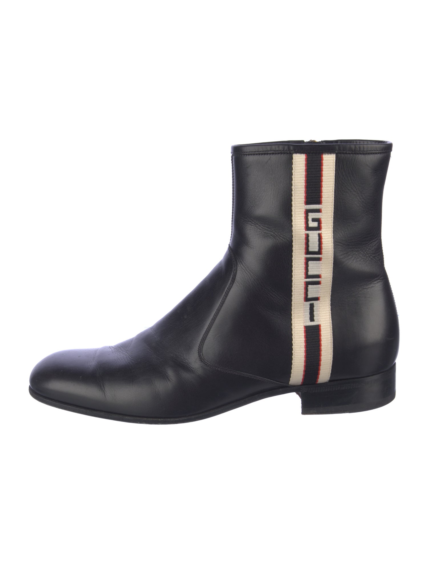 Gucci Sylvie Web Accent Leather Boots