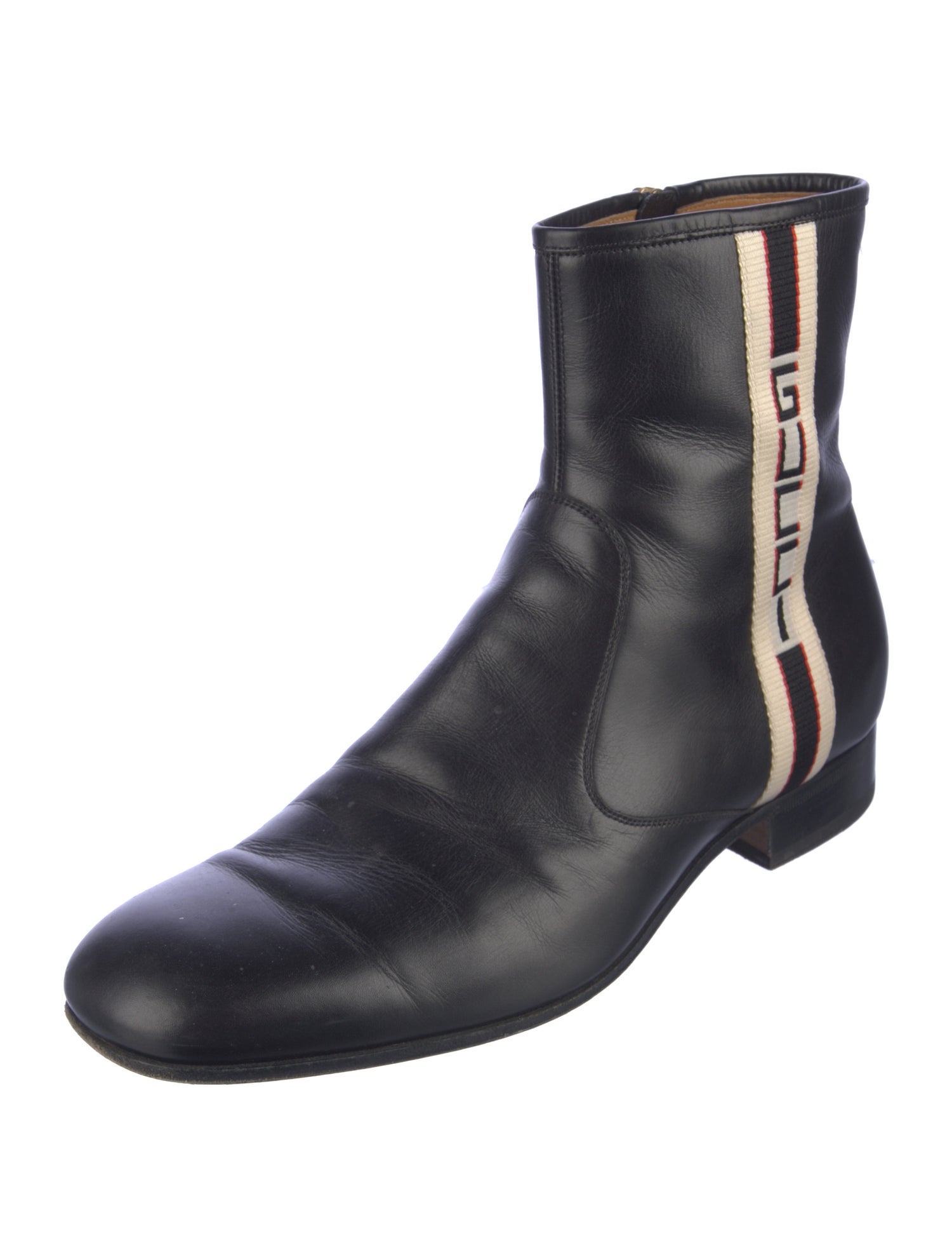 Gucci Sylvie Web Accent Leather Boots