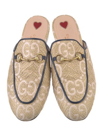 Gucci GG Supreme Straw Mules