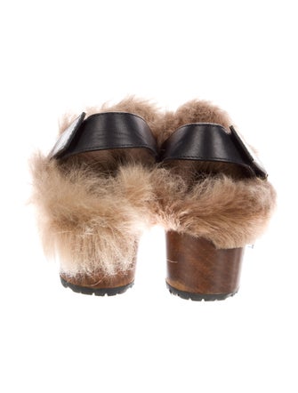 Gucci Leather Fur Trim Slingback Pumps