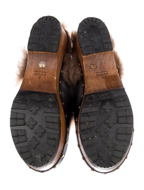 Gucci Leather Fur Trim Slingback Pumps