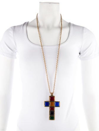 Gucci Enamel Cross Pendant Necklace