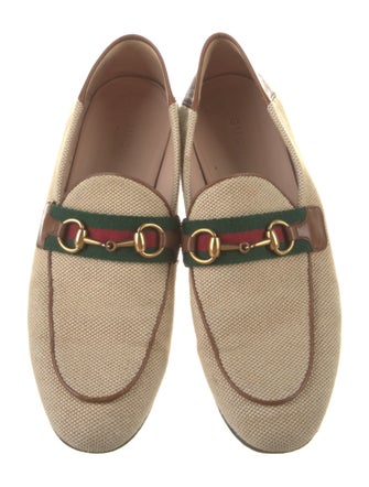 Gucci Web Accent Canvas Loafers