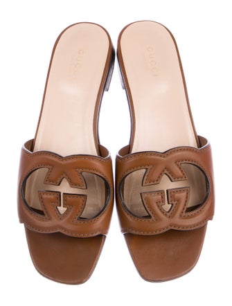 Gucci Interlocking G Logo Leather Slides