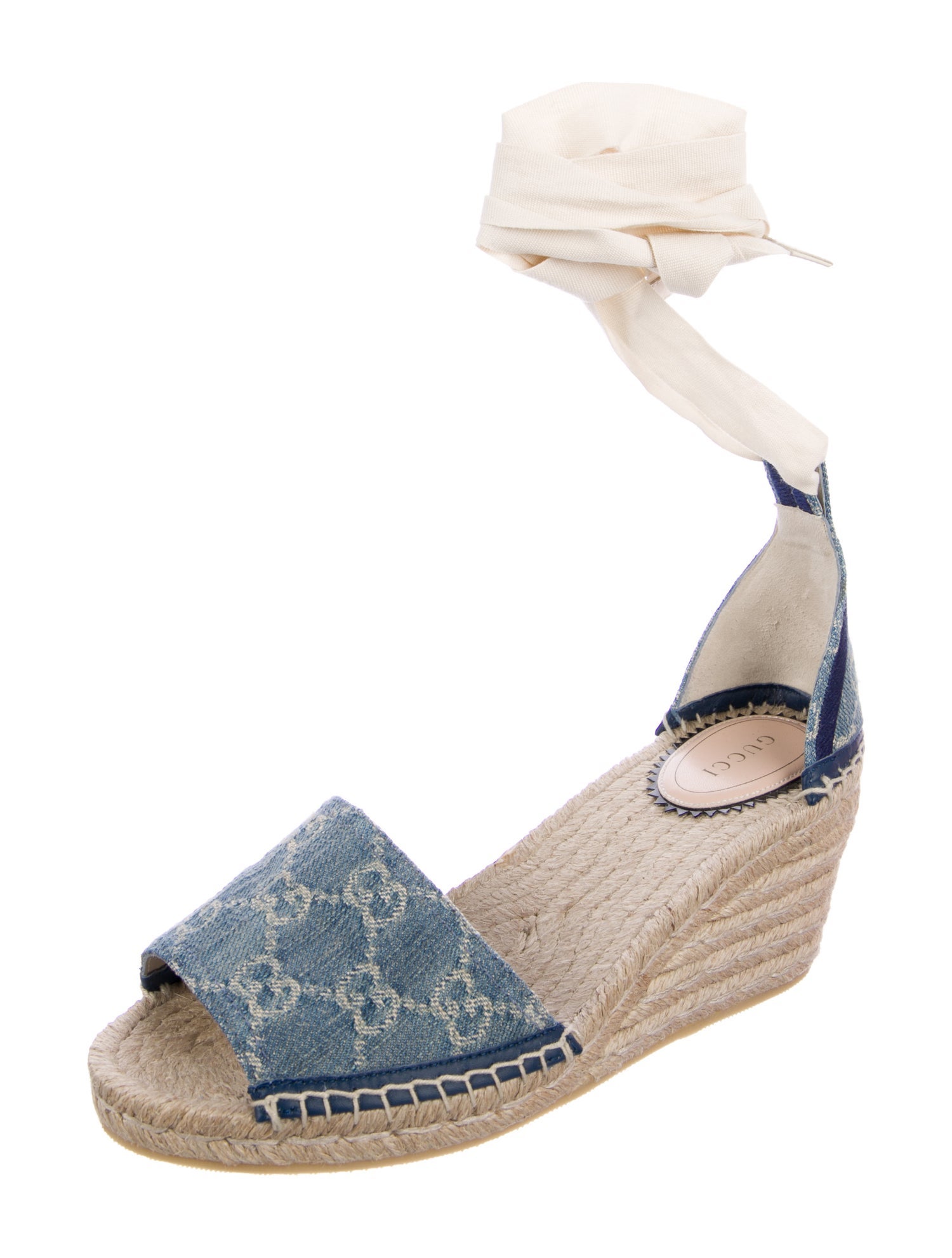 Gucci GG Supreme Denim D'Orsay Pumps