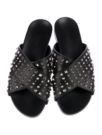 Gucci Leather Studded Accents Slides